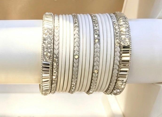 White Statement Bangle Sets  2.6'