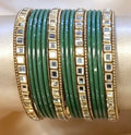 Bottle Green Statement Bangle Sets  2.6"