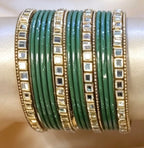 Bottle Green Statement Bangle Sets  2.6"