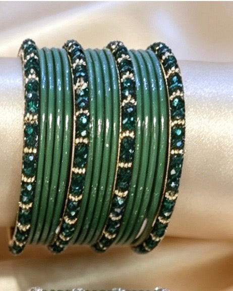 Bottle Green Statement Bangle Sets  2.6"