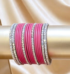 Bright Pink Statement Bangle Sets  2.6"