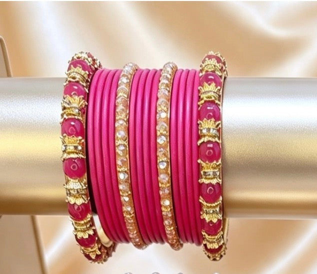 Bright Pink Statement Bangle 2.6"