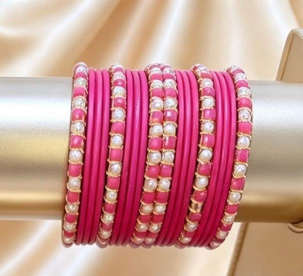 Bright Pink Statement Bangle  Sets   2.8"