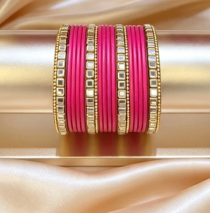 Bright Pink Statement Bangle 2.6"