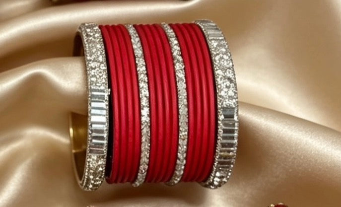 Red Statement Bangle Sets  2.6"
