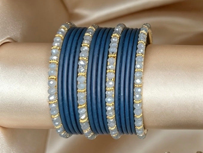 Teal Statement Bangle Set   2.6"