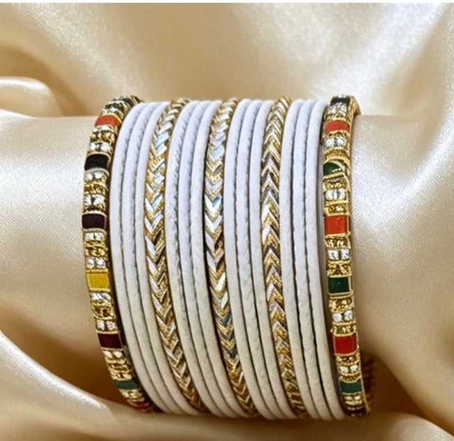 White Statement Bangle Sets 2.8"