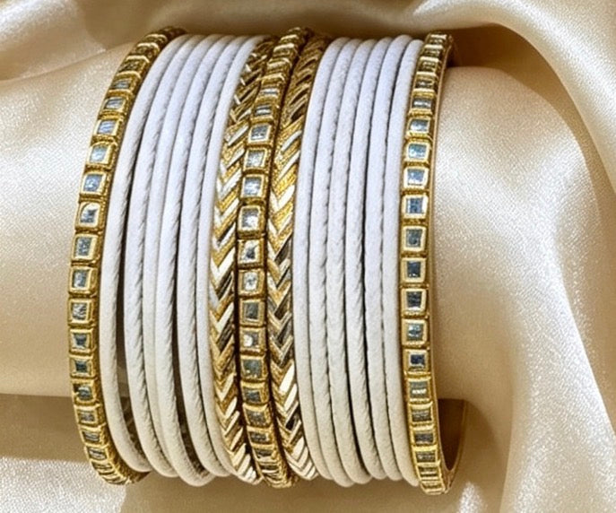 White Statement Bangle Sets 2.8"
