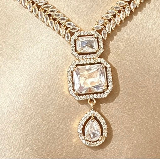 American Diamond Gold Statement Set